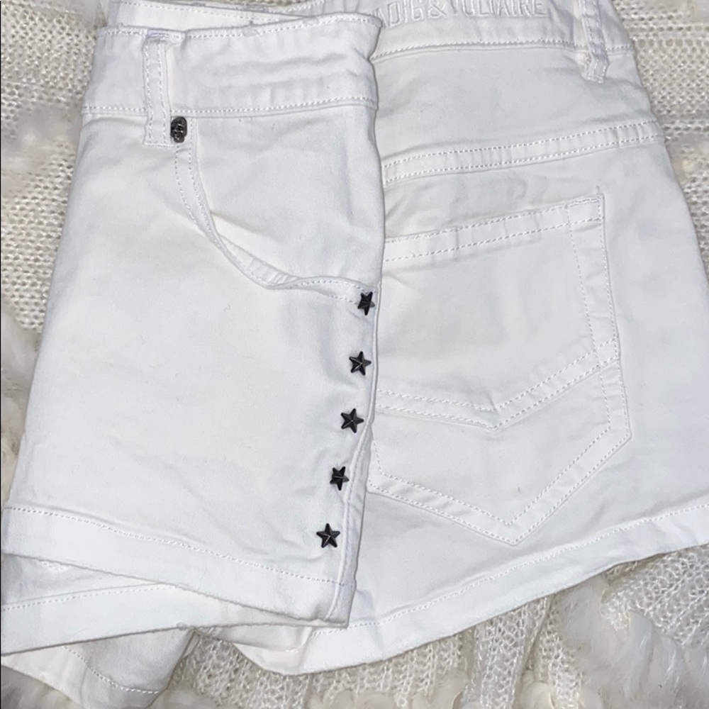 zadig and voltaire white star jean shorts - Picture 3 of 3